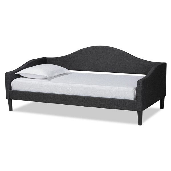 Milligan Modern Charcoal Fabric Upholstered And Dark Brown Finished Wood Full Size Daybed